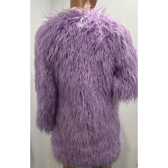 Mongolian Sheepskin Faux Fur Coat Jacket Lilac Lavender Purple Size S/Medium - Picture 4 of 11
